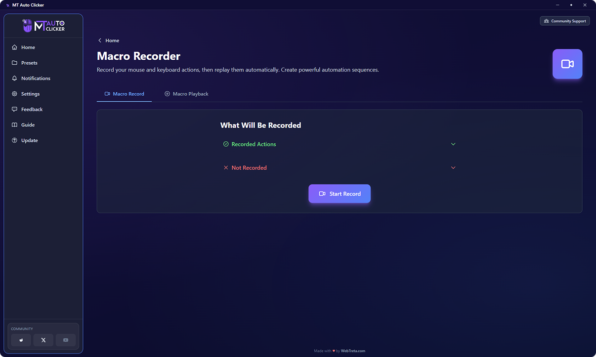 Macro Recorder Setup screen